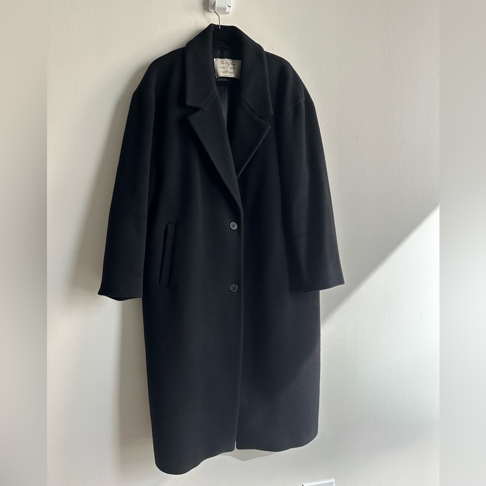 Aritzia The Only Coat - Soft Wool Cashmere, Black, Size Large